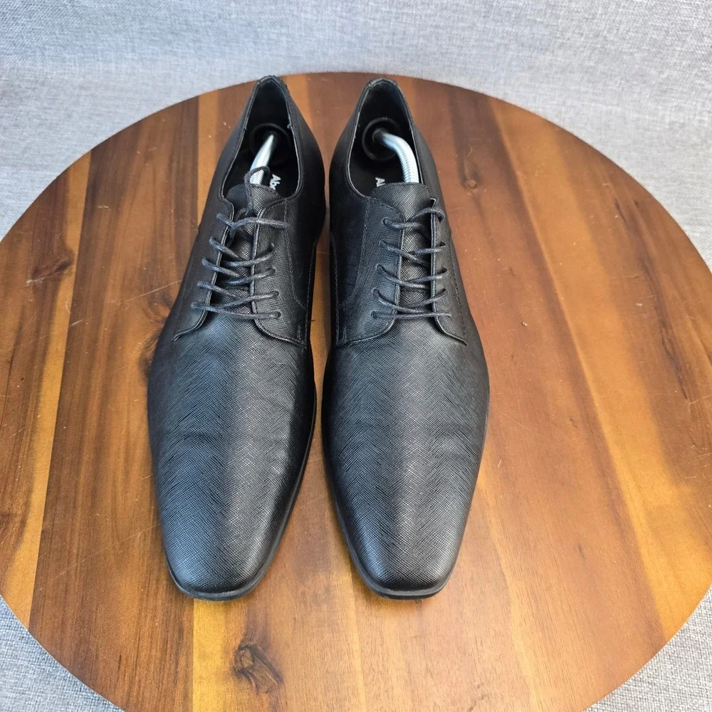 Abound Mens Black Textured Synthetic Lace Up Derby Dress Shoes Size 12M‎